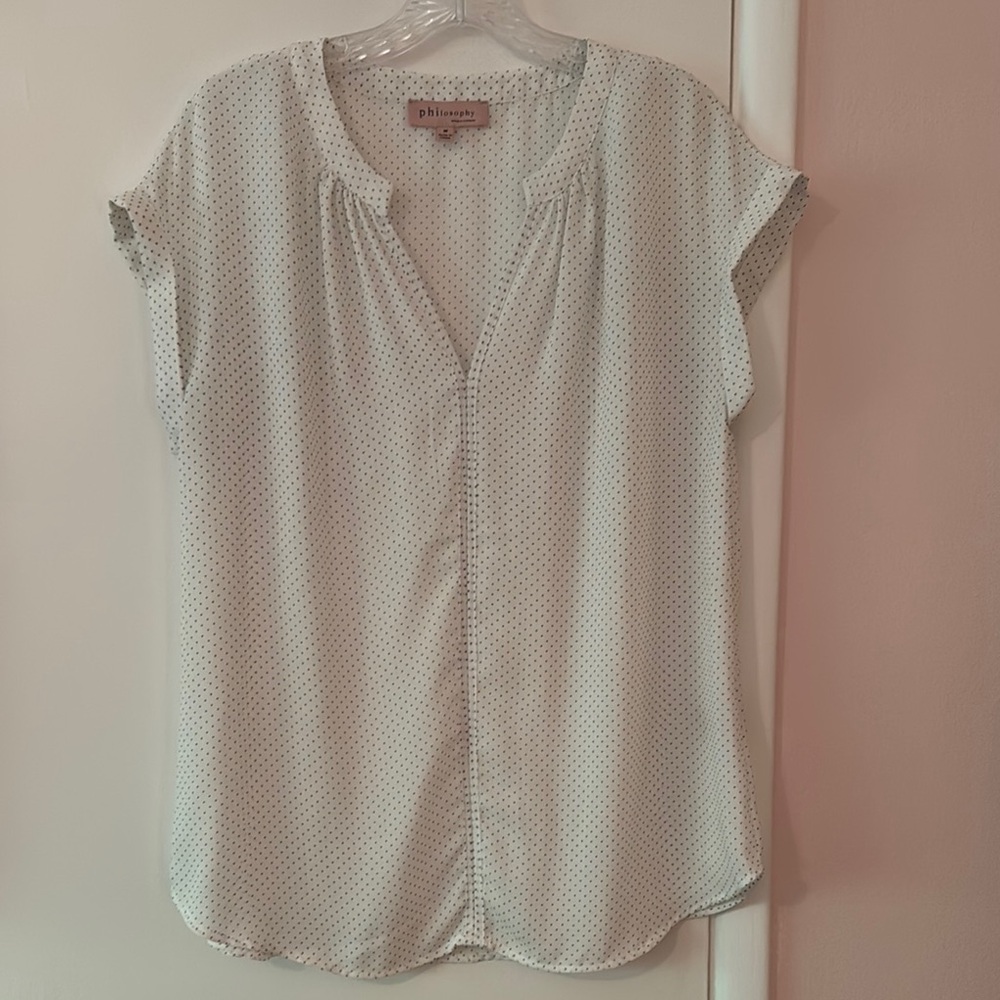 Creamy white and black polka dot blouse